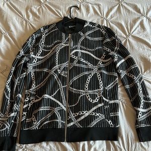 Black & white zip-up sweater